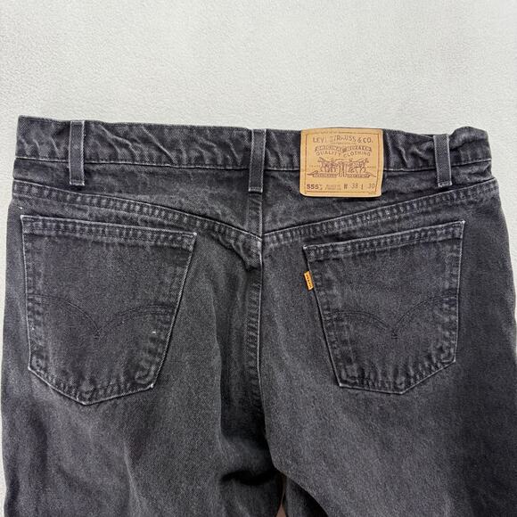 Vintage Levis Jeans Fits 36x30 Black Relaxed Straight 555 Loose Orange Tab USA - Picture 1 of 10
